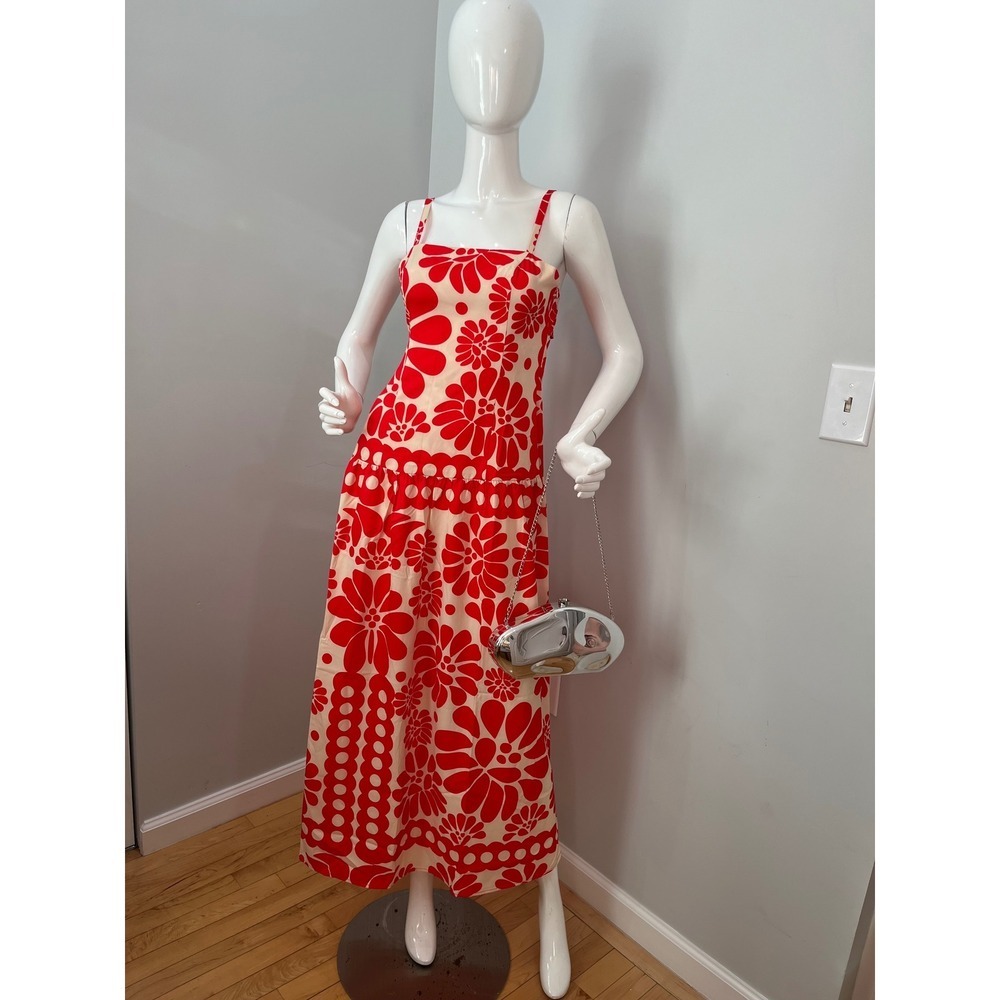 Commense Red Floral Maxi Dress Sleeveless Summer A-Line Flowy Sundress Size S - Picture 6 of 9